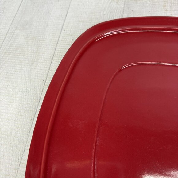Home Trends CANOPY RED Cranberry Embossed Square Porcelain Dinner Plates Set 4 - Picture 12 of 16